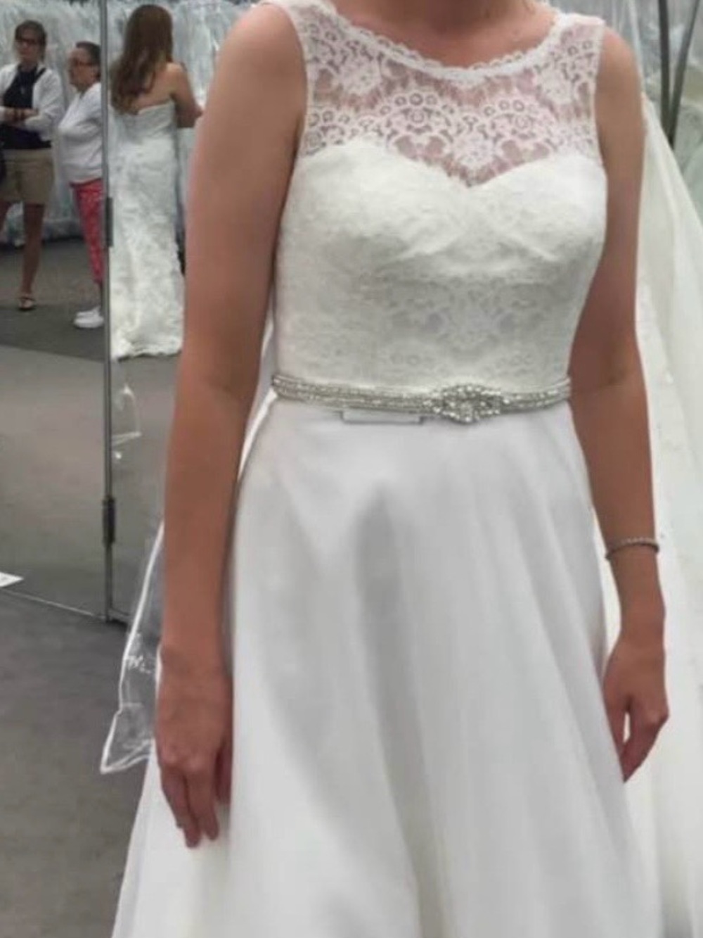 Bridal Dress - White Lace Bodice with Satin Waist - Picture 4 of 8